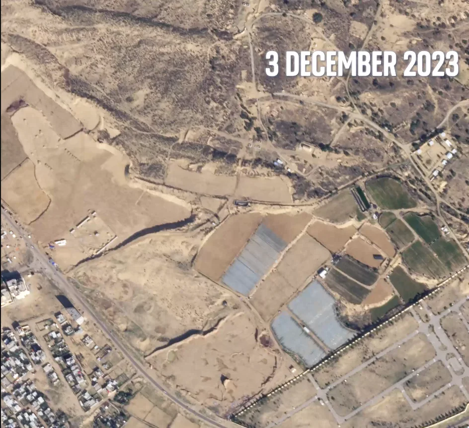 100 day conflict. Satellite images reveal the rapid expansion of the camp